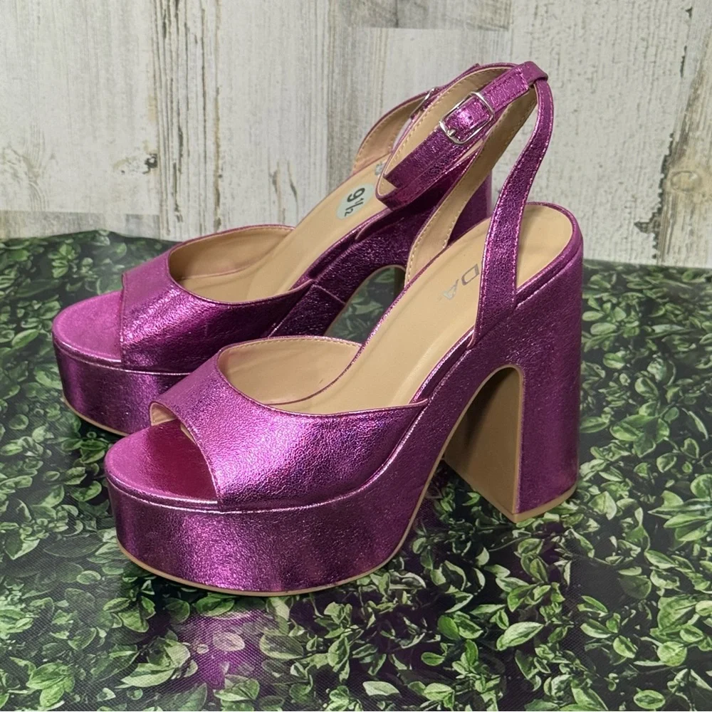 Soda Metallic Pink Platform 5” Heels